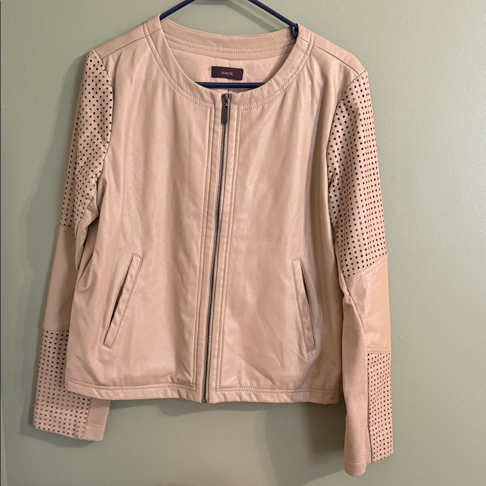 mark. Tan Faux Leather Jacket